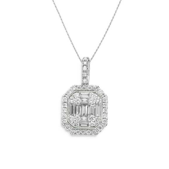 ❤️ DEAL! 14K White Gold Diamond Mixed Diamond Cut Pendant Necklace - Picture 9 of 9